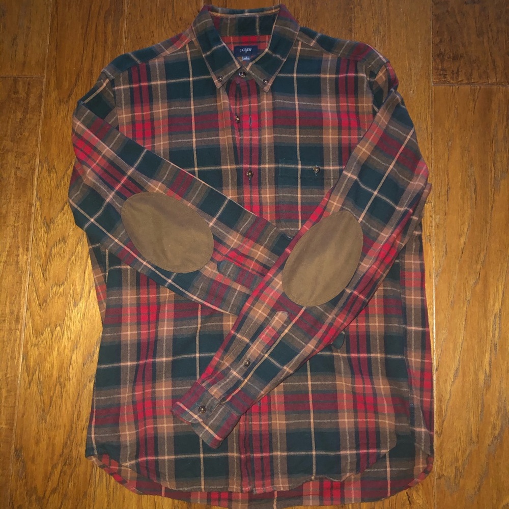 J Crew Flannel with Suede Elbow Patches
